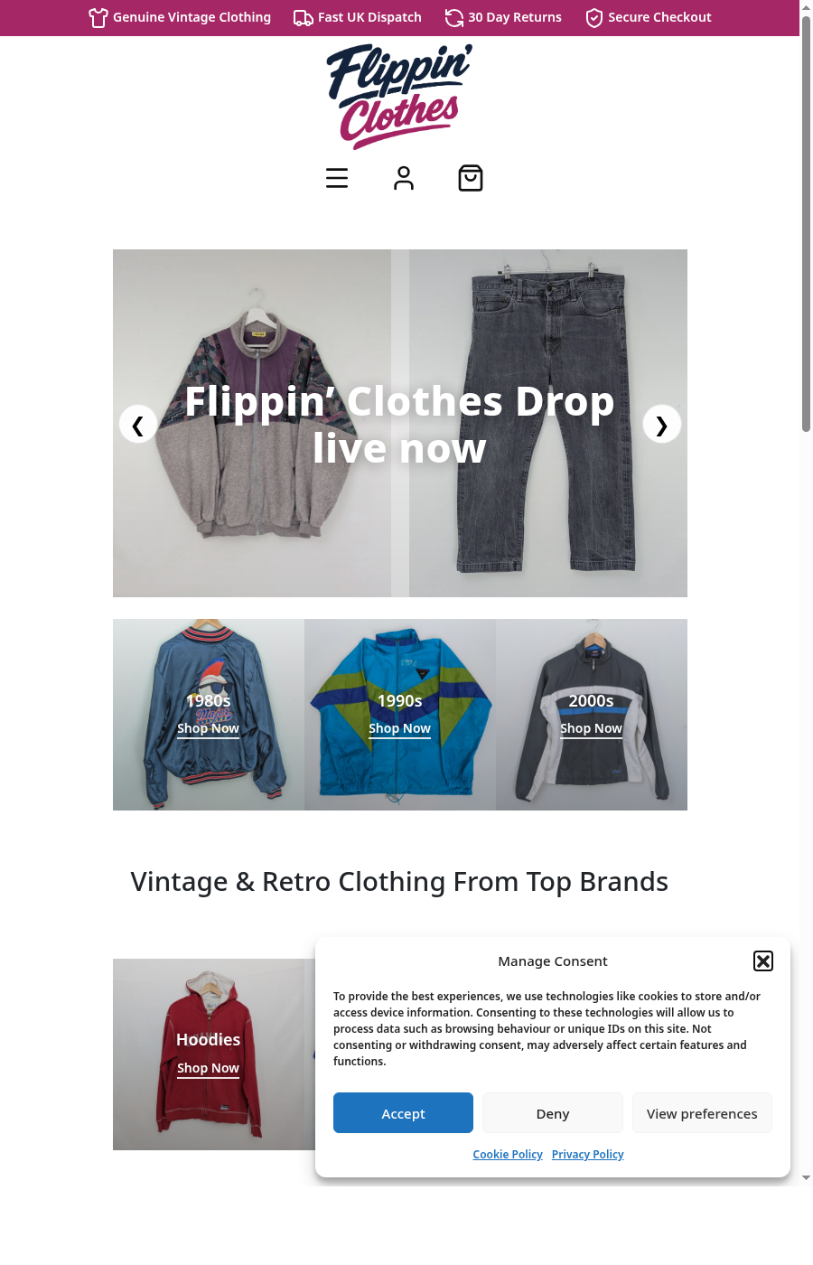 Flippin Clothes WooCommerce website case study screenshot